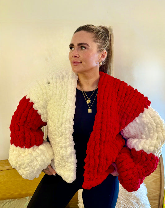Jumbo Cosy Cardi - Block (red white black)